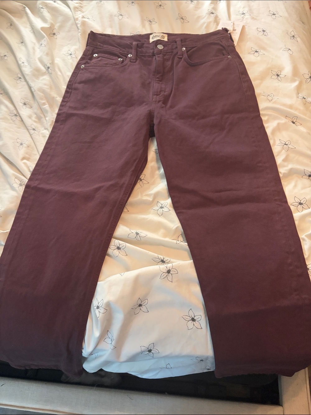 NWT Etica Dark Plum Straight-Leg Jeans